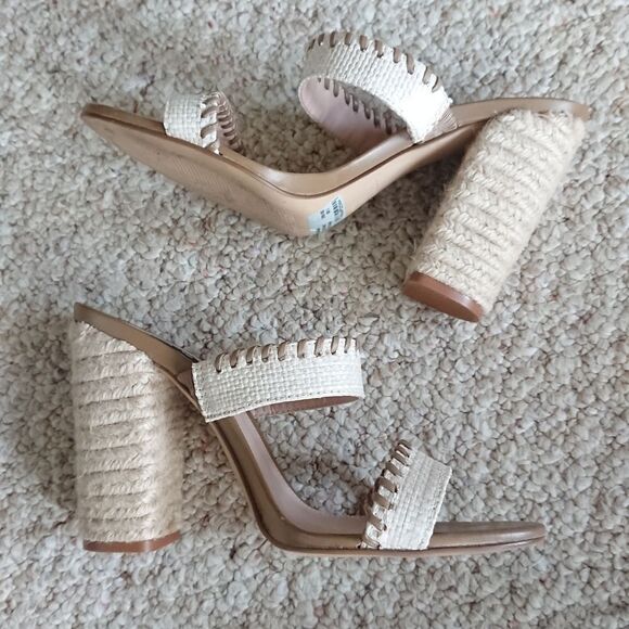 AQUA Almond Toe Woven block Heel Sandals size 36.5 - Picture 5 of 15